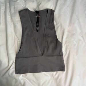 Grey Ribbed Y2K Urban Outfitters crop Top